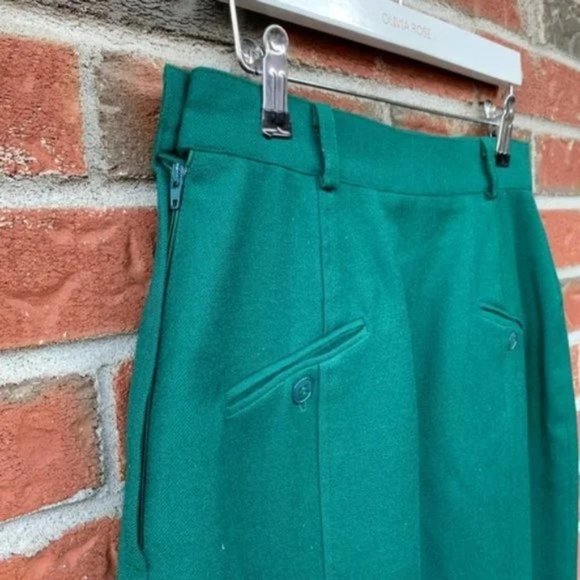 [SOLD] PURE Wool 50's Teal Green High waisted Pin-up Pencil Skirt Pockets Small - Picture 13 of 13